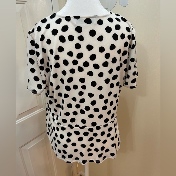 Kasper - Polka dot tie waist knit top - SZ L - Picture 5 of 10
